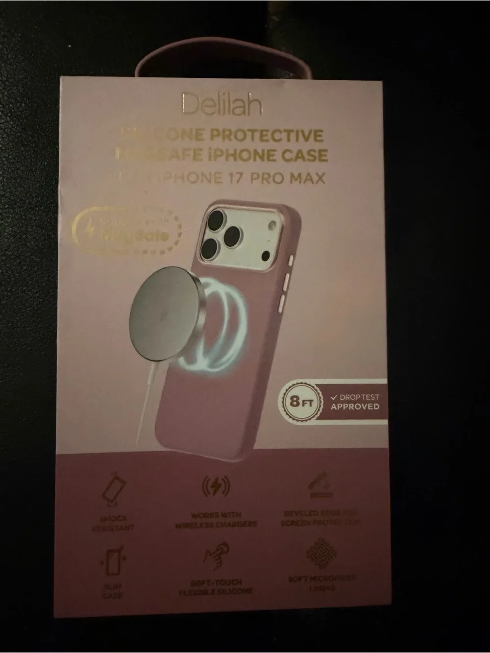 Delilah Wear MagSafe Compatible Slim Case in Dusty Pink with Gold Accents